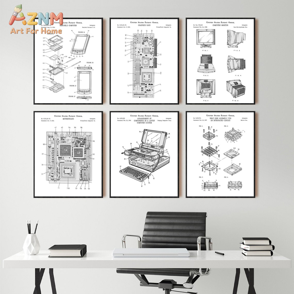 Office Print Tech - AZNM 컴퓨터 마더보드 특허 캔버스 페인팅
